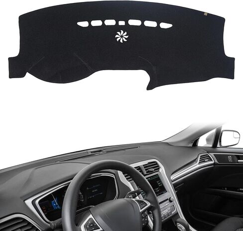 Dashboard Cover Flannel Dash Mat Custom Compatible with 2013 2014 2015 2016 2017 2018 2019 2020 Ford Fusion, Anti-Glare, Anti-Reflection, No Peculiar Smell - with Center Horn in Saudi Arabia