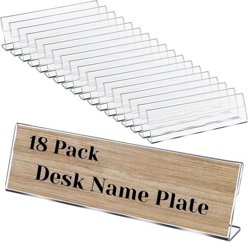 18 Pack Acrylic Name Plate for Desks, 2'' X 8'' Blank Desk Name Plate Personalized, Horizontal Slant Office Names Plates, for Office Conference, Business Event/School Classroom in Kuwait