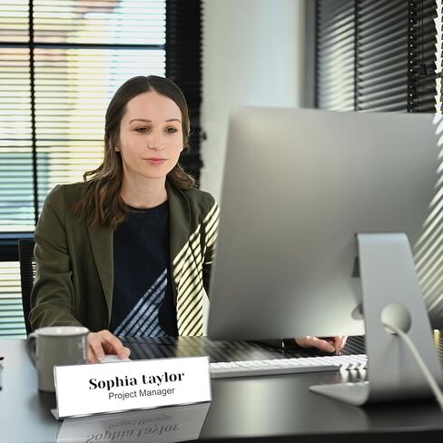 18 Pack Acrylic Name Plate for Desks, 2'' X 8'' Blank Desk Name Plate Personalized, Horizontal Slant Office Names Plates, for Office Conference, Business Event/School Classroom in Kuwait