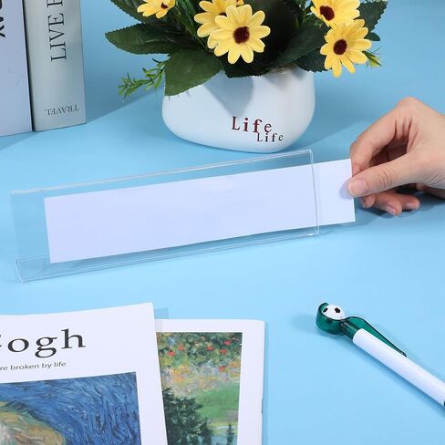 18 Pack Acrylic Name Plate for Desks, 2'' X 8'' Blank Desk Name Plate Personalized, Horizontal Slant Office Names Plates, for Office Conference, Business Event/School Classroom in Kuwait