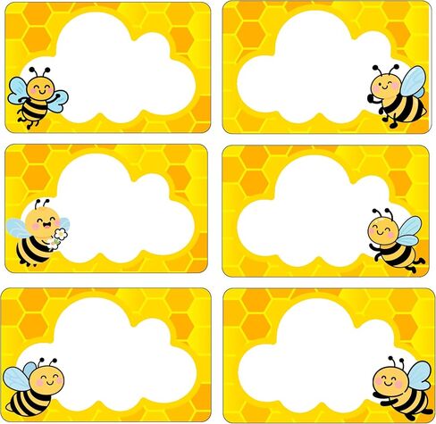 180 Pcs Bee Name Tags Stickers,2x3 inch Self Adhesive Cute Bee Honeycomb Name Stickers,Name Labels for School Classroom Students Table Desk Cubby Locker Clothes in Kuwait