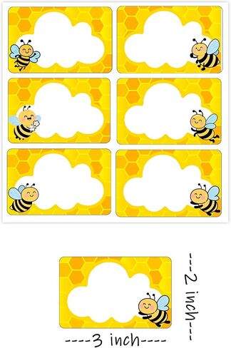 180 Pcs Bee Name Tags Stickers,2x3 inch Self Adhesive Cute Bee Honeycomb Name Stickers,Name Labels for School Classroom Students Table Desk Cubby Locker Clothes in Kuwait