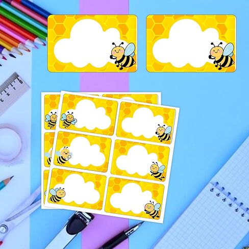 180 Pcs Bee Name Tags Stickers,2x3 inch Self Adhesive Cute Bee Honeycomb Name Stickers,Name Labels for School Classroom Students Table Desk Cubby Locker Clothes in Kuwait