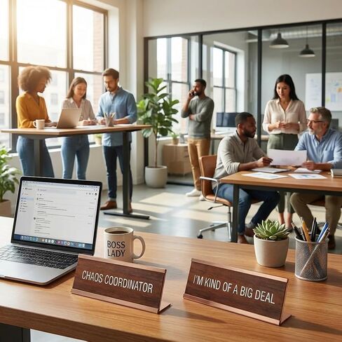 2 Interesting Desk Nameplates Humorous Office Supplies Fun Desktop Decorations Fun Desk Accessories Gifts For Male And Female Colleagues Chaos Coordinator (8 x 2.4 Inches) in Saudi Arabia