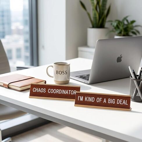 2 Interesting Desk Nameplates Humorous Office Supplies Fun Desktop Decorations Fun Desk Accessories Gifts For Male And Female Colleagues Chaos Coordinator (8 x 2.4 Inches) in Saudi Arabia