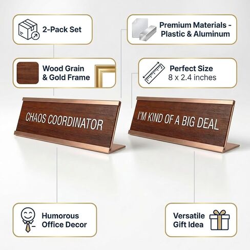 2 Interesting Desk Nameplates Humorous Office Supplies Fun Desktop Decorations Fun Desk Accessories Gifts For Male And Female Colleagues Chaos Coordinator (8 x 2.4 Inches) in Saudi Arabia