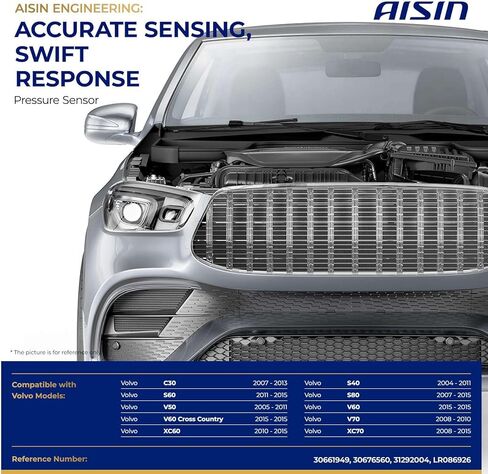 مستشعر ضغط AISIN AFTERMARKET PRSVL-00434 A/C - متوافق مع فولفو XC60 2010-2015، S60 2011-2015، XC70 2008-2015، S80 2007-2015، V60 2015، C30 2007-2013، S40 2004-2011، V50 2005-2011 in Kuwait