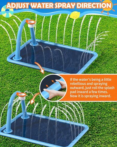 Splash Pad for Kids & Dogs, 110'' Large Sprinkler Pad Water Toys with Basketball Hoop, Thickened Non-Slip Splash Mat, Foldable Play Pool & Outdoor Summer Toys Ages 4-12 (110" Splash Pad) in Saudi Arabia