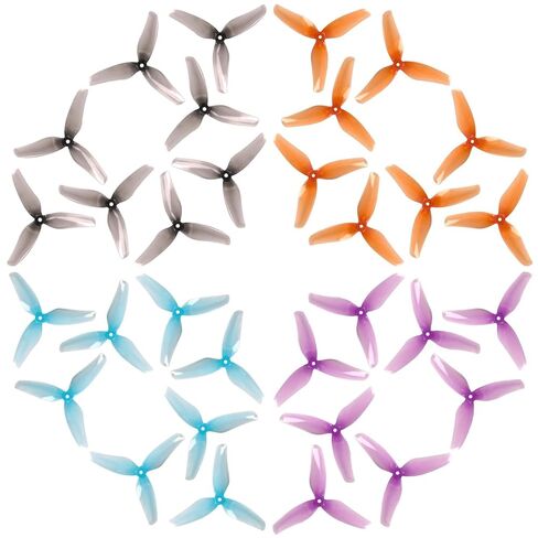 Gemfan 2009 3-Blade FPV Propellers Set for RC Freestyle and Racing 2 بوصة مسواك بدون طيار لمحركات 1002-1102 بدون فرش (برتقالي، رمادي، أزرق، أرجواني، 32 قطعة 16CW + 16CCW) in Kuwait