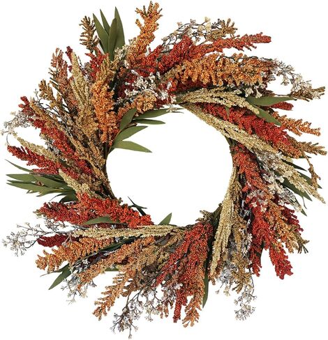 Fall Harvest Grain Wreath for Front Door Outside, 22-24 Inch Indoor Outdoor Wreath for Thanksgiving, Farmhouse Autumn Wreath for Home Porch Wall Window in Saudi Arabia