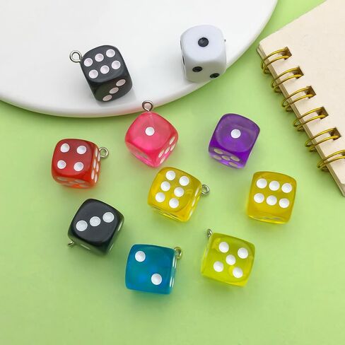 Sailanzi 30pcs Resin material semi transparent dice Pendant Jewelry Making DIY Keychain Earrings Pendant Various Design Charms for Jewelry Making Bracelets Necklace (SN151) in Saudi Arabia