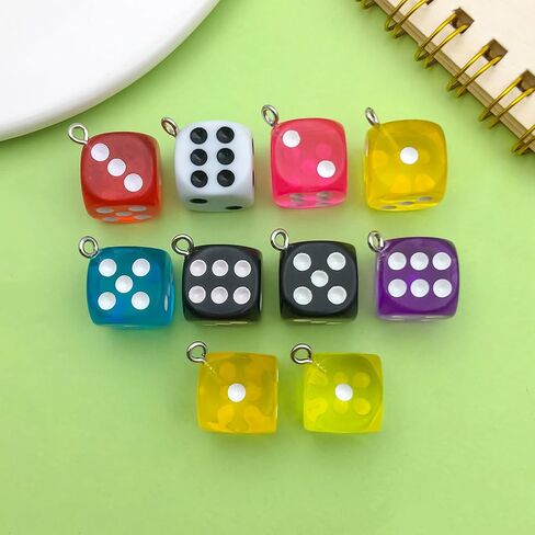 Sailanzi 30pcs Resin material semi transparent dice Pendant Jewelry Making DIY Keychain Earrings Pendant Various Design Charms for Jewelry Making Bracelets Necklace (SN151) in Saudi Arabia