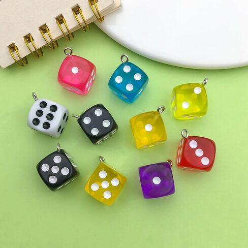 Sailanzi 30pcs Resin material semi transparent dice Pendant Jewelry Making DIY Keychain Earrings Pendant Various Design Charms for Jewelry Making Bracelets Necklace (SN151) in Saudi Arabia