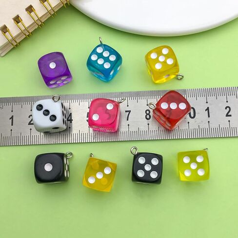 Sailanzi 30pcs Resin material semi transparent dice Pendant Jewelry Making DIY Keychain Earrings Pendant Various Design Charms for Jewelry Making Bracelets Necklace (SN151) in Saudi Arabia
