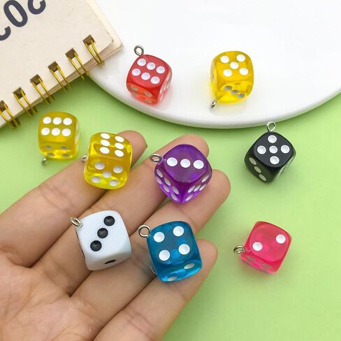 Sailanzi 30pcs Resin material semi transparent dice Pendant Jewelry Making DIY Keychain Earrings Pendant Various Design Charms for Jewelry Making Bracelets Necklace (SN151) in Saudi Arabia