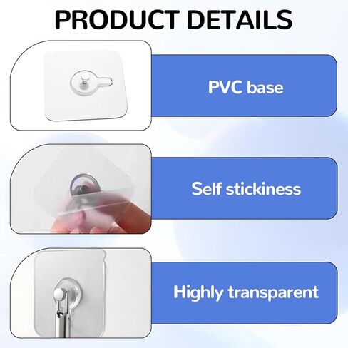24PCS Picture Hangers Without Nails, Adhesive Hooks for Hanging, Adhesive Wall Hooks, to use Inside Kitchen, Home and Office (6mm) in Saudi Arabia