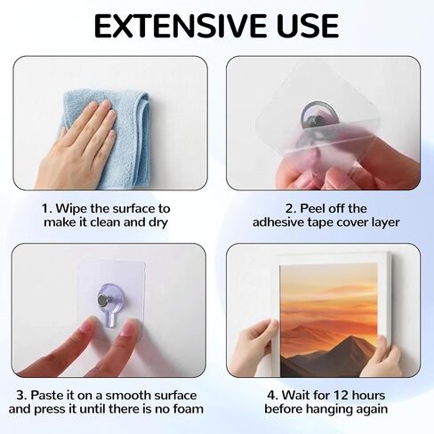 24PCS Picture Hangers Without Nails, Adhesive Hooks for Hanging, Adhesive Wall Hooks, to use Inside Kitchen, Home and Office (6mm) in Saudi Arabia