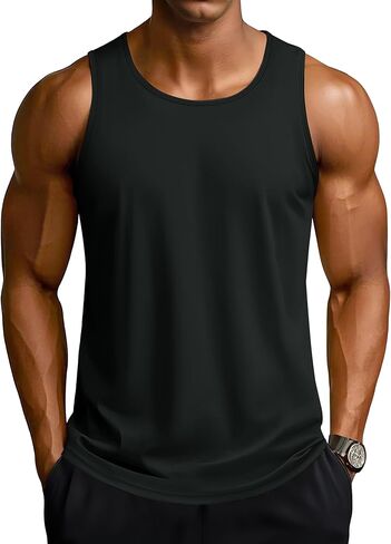 TACVASEN Men's UPF 50+ SPF Workout Sleeveless Shirts Quick Dry Muscle Shirt Lightweight Running Tank Tops in Saudi Arabia