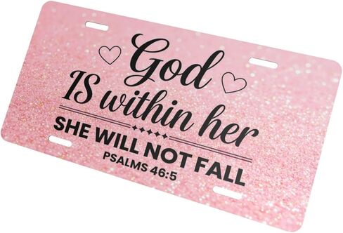 Psalms 465 God Is Within Her She Will Not Fall Front License Plate Aluminum License Plates Decorative Car Plate Novelty Vanity Tag Cover Car Decor Accessory with 4 Holes for Men Women 6x12 Inch in Kuwait