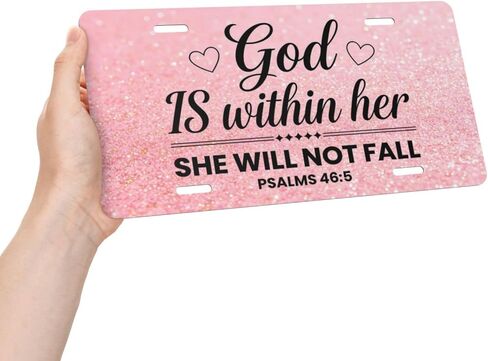 Psalms 465 God Is Within Her She Will Not Fall Front License Plate Aluminum License Plates Decorative Car Plate Novelty Vanity Tag Cover Car Decor Accessory with 4 Holes for Men Women 6x12 Inch in Kuwait