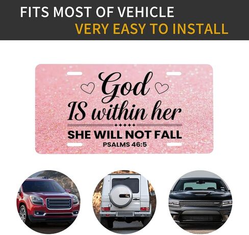 Psalms 465 God Is Within Her She Will Not Fall Front License Plate Aluminum License Plates Decorative Car Plate Novelty Vanity Tag Cover Car Decor Accessory with 4 Holes for Men Women 6x12 Inch in Kuwait