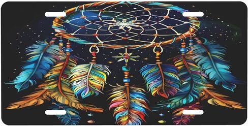 Ethnic Dream Catcher Colorful License Plate for Front of Car Front License Plates Aluminum Metal Suitable for Truck Car Door Plate Bar Cafe Auto Accessories for Men Women 6 x 12 in in Saudi Arabia