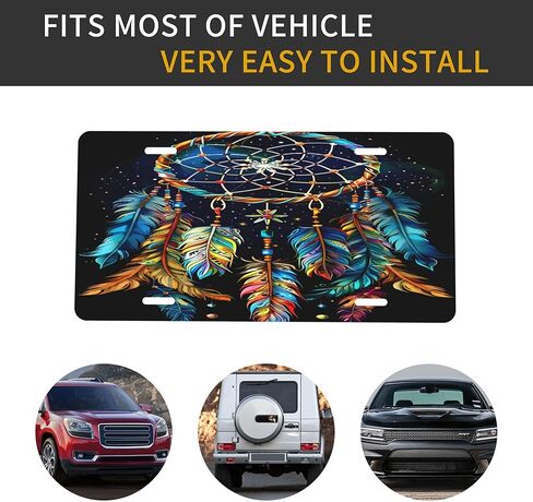 Ethnic Dream Catcher Colorful License Plate for Front of Car Front License Plates Aluminum Metal Suitable for Truck Car Door Plate Bar Cafe Auto Accessories for Men Women 6 x 12 in in Saudi Arabia