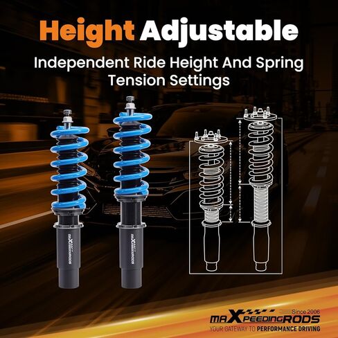 maxpeedingrods Coilover لسيارة Audi A6 2012-2018، لسيارة Audi A7 Quattro 2012-2018، مجموعة تعليق كويلوفيرس قابلة للتعديل بـ 24 مستوى، مجموعة خفض مطورة T6 قابلة للتعديل باللون الأزرق in Kuwait