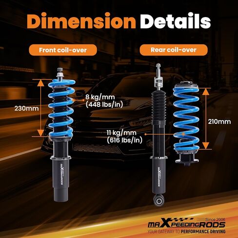 maxpeedingrods Coilover لسيارة Audi A6 2012-2018، لسيارة Audi A7 Quattro 2012-2018، مجموعة تعليق كويلوفيرس قابلة للتعديل بـ 24 مستوى، مجموعة خفض مطورة T6 قابلة للتعديل باللون الأزرق in Kuwait