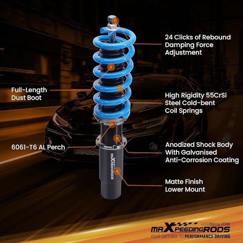 maxpeedingrods Coilover لسيارة Audi A6 2012-2018، لسيارة Audi A7 Quattro 2012-2018، مجموعة تعليق كويلوفيرس قابلة للتعديل بـ 24 مستوى، مجموعة خفض مطورة T6 قابلة للتعديل باللون الأزرق in Kuwait