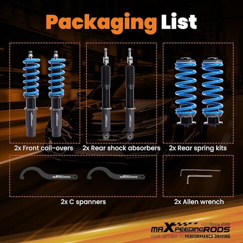 maxpeedingrods Coilover لسيارة Audi A6 2012-2018، لسيارة Audi A7 Quattro 2012-2018، مجموعة تعليق كويلوفيرس قابلة للتعديل بـ 24 مستوى، مجموعة خفض مطورة T6 قابلة للتعديل باللون الأزرق in Kuwait