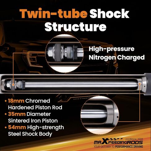 maXpeedingrods 4" Rear Lowering Shocks for Chevy Silverado/GMC Sierra 1500 2019-2025, Nitrogen-charged Drop Shocks in Kuwait
