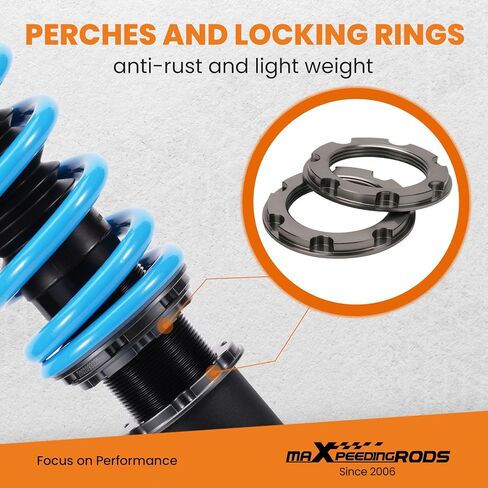maxpeedingrods Coilover for Subaru Legacy 2015-2019، لسوبارو Outback 2015-2019، طقم تعليق Coilovers قابل للتعديل بـ 24 مستوى، مجموعة خفض مطورة T6 قابلة للتعديل باللون الأزرق in Kuwait