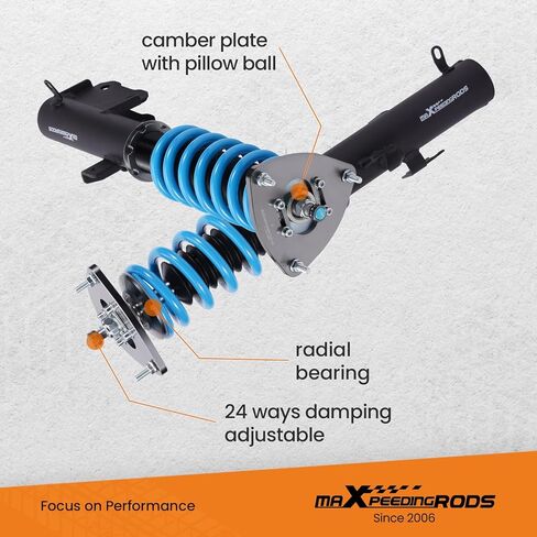 maxpeedingrods Coilover for Subaru Legacy 2015-2019، لسوبارو Outback 2015-2019، طقم تعليق Coilovers قابل للتعديل بـ 24 مستوى، مجموعة خفض مطورة T6 قابلة للتعديل باللون الأزرق in Kuwait