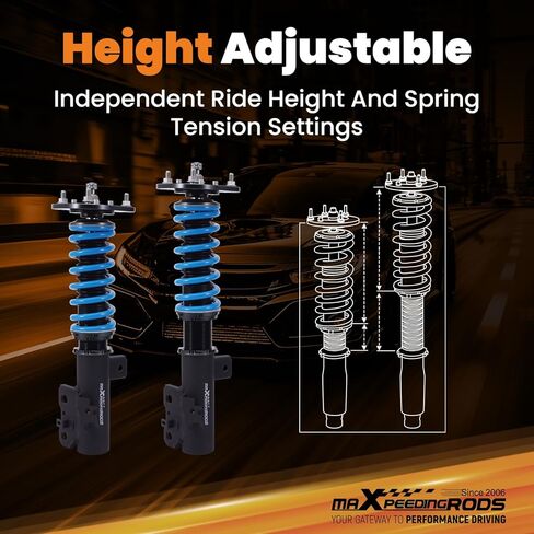 maxpeedingrods Coilover لسيارة Lexus CT200h 2011-2017، مجموعة تعليق كويلوفر قابلة للتعديل بـ 24 مستوى، دعامات امتصاص الصدمات قابلة للتعديل للارتفاع، مجموعات خفض مطورة T6 باللون الأزرق in Kuwait