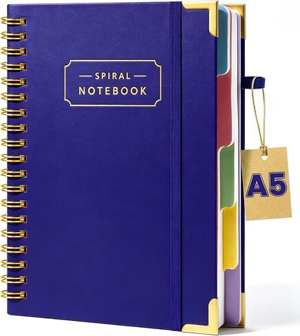 Koogel Hardcover Spiral Notebook with Tabs, 5 Subject Composition Notebook 5.8x8 Inch Ruled Journals with Dividers Pink for Women Gift Office School in Saudi Arabia