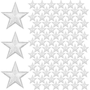 1.14" Mini White Iron on Stars, 80 PCS White Star Iron on Patches Whites Star Patches for Clothes Sew on Fabric Stars Decorative Embellishments Applique for DIY Craft Backpack Hats Repair Decorative in Saudi Arabia