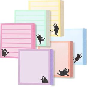 Black Cat Post It Notes 3x3,6 Pads,600 Sheets,Cute Sticky Notes for Office School Clasroom Homeschool Must Have,To Do List Notepad,Gifts for Teacher Employee Student Nurse,Stationery Supplies in Saudi Arabia