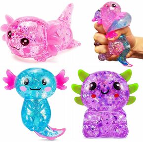 3 Pack Axolotl Squishy Toys, Squeeze Stress Balls Fidget Bulk Set, Soft Sugar Stress Squishy Balls Relief Sensory Toys for Kids, Boys & Girls, Party Favors & Easter Basket Filled(Pink, Purple, Blue) in Saudi Arabia