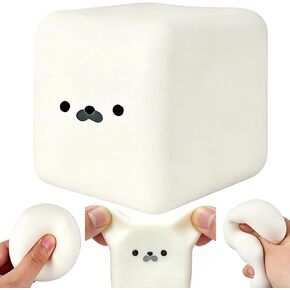 Cute Seal Tofu Squishy, Slow Rising Moldable Dough Cube, Soft Silky Squeeze Ball, Pocket Fidget Stress Toy for Anxiety Relief, Focus Improvement, Party Favors in Saudi Arabia