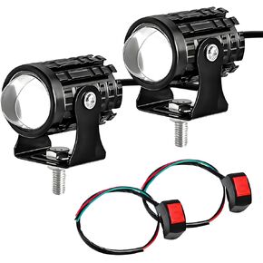 2 PCS Motorcycle LED Driving Fog Lights, 12W 12-80V White/Amber Motorcycle Spotlights with 2 ON-ON-OFF Switches, Waterproof Auxiliary Headlight for Cars Trucks Motorcycles in Saudi Arabia