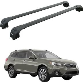 Roof Rack Cross Bars for Subaru Outback (2015-2019) – Fits Chrome Flush Side Rails,330lbs Cap,Aluminum T-Channel Bars,Lockable 5th Gen-BS (Not Factory Hidden Roof Rack) (Black) in Saudi Arabia