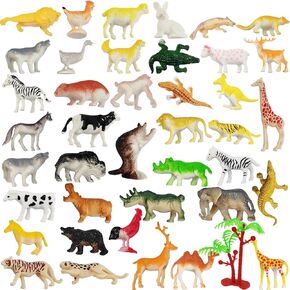 YOOHUA 60PCS Mini Jungle Toys Set, Realistic Mini Wild Zoo Animals Figurines, Realistic Wild Plastic Animal Learning Party Favors for Boys Girls Kids Toddlers Forest Small Cupcake Topper in Saudi Arabia