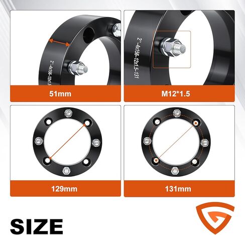 4x156 ATV Wheel Spacers 2 inch Black Wheel Spacer Kit Compatible with Polaris Ranger Polaris RZR XP 1000 Polaris RZR, 50mm Wheel Spacer Kit with 12x1.5 Studs, Set of 4 in Saudi Arabia