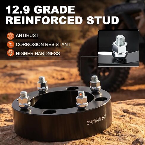 4x156 ATV Wheel Spacers 2 inch Black Wheel Spacer Kit Compatible with Polaris Ranger Polaris RZR XP 1000 Polaris RZR, 50mm Wheel Spacer Kit with 12x1.5 Studs, Set of 4 in Saudi Arabia