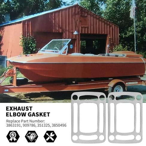 MDEOOSKY 18-0943 قطعتان من حشية كوع العادم، بديلة لـ OMC Inboard 305 350 454 HP، يستبدل 3863191، 909786، 351325، 3850496 in Kuwait