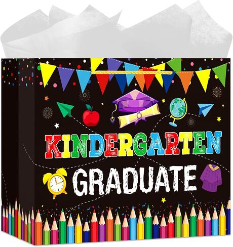 GMEMNOV Kindergarten Graduation Gift Bags 2026 - My First Graduation Gifts Bag with Tissue Paper Graduation Party Favor Bags for Boys Girls Preschool Pre-k Kindergarten Graduation Paper Bag in Saudi Arabia