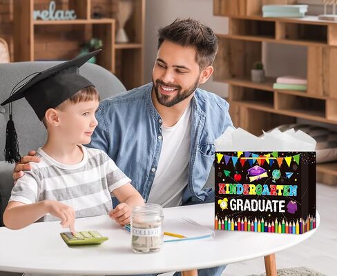 GMEMNOV Kindergarten Graduation Gift Bags 2026 - My First Graduation Gifts Bag with Tissue Paper Graduation Party Favor Bags for Boys Girls Preschool Pre-k Kindergarten Graduation Paper Bag in Saudi Arabia
