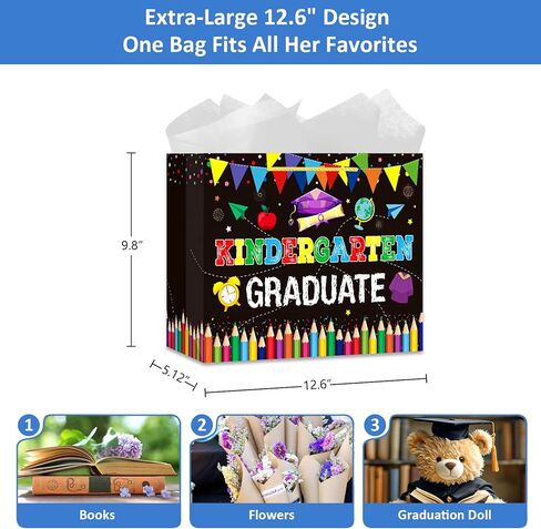 GMEMNOV Kindergarten Graduation Gift Bags 2026 - My First Graduation Gifts Bag with Tissue Paper Graduation Party Favor Bags for Boys Girls Preschool Pre-k Kindergarten Graduation Paper Bag in Saudi Arabia