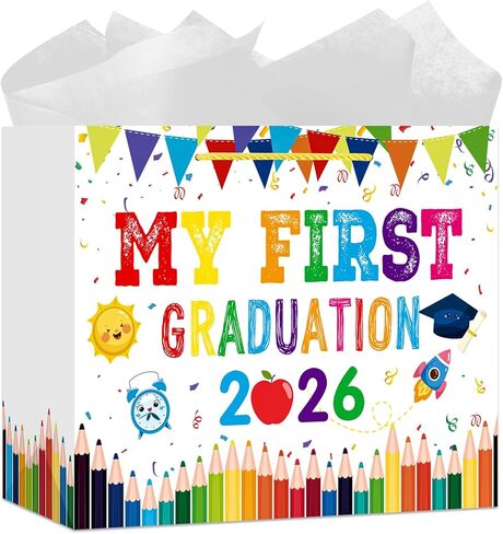 GMEMNOV Kindergarten Graduation Gift Bags 2026 - My First Graduation Gifts Bag with Tissue Paper Graduation Party Favor Bags for Boys Girls Preschool Pre-k Kindergarten Graduation Paper Bag in Saudi Arabia